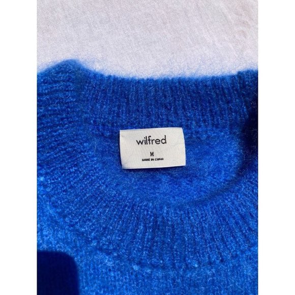 Aritzia WILFRED Serment Bright Cobalt Blue Fuzzy Mohair Oversized Sweater Size M - Picture 7 of 13